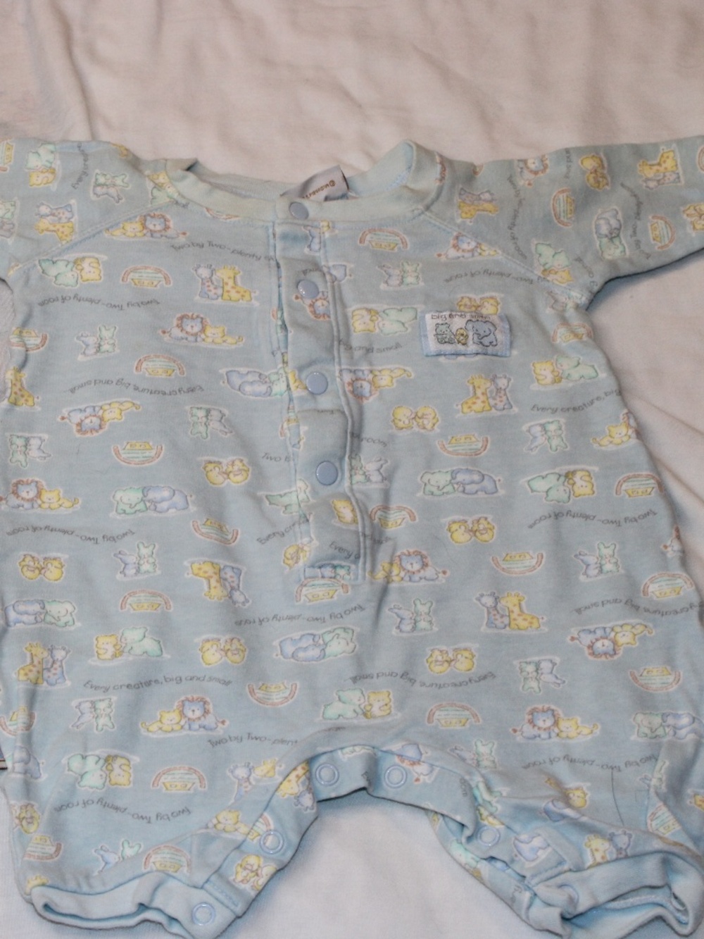 McBaby Blue Safari Animal Snap Romper 0-3 Months